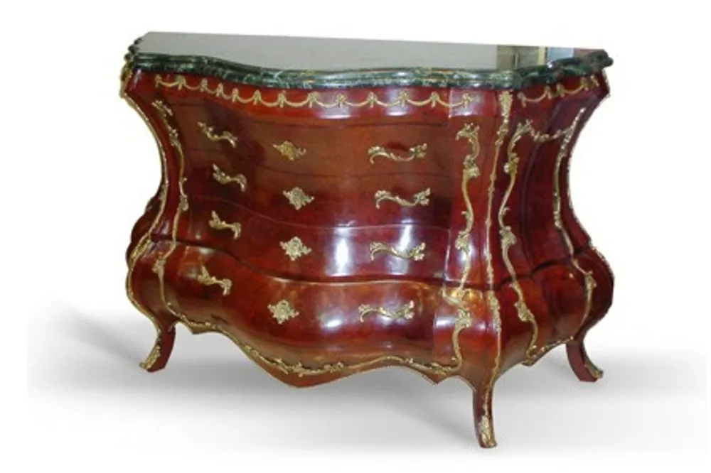 Markenprodukt Casa Padrino Baroque chest marble topped mahogany brown with golden metal applications 140 cm - Hotel Collection