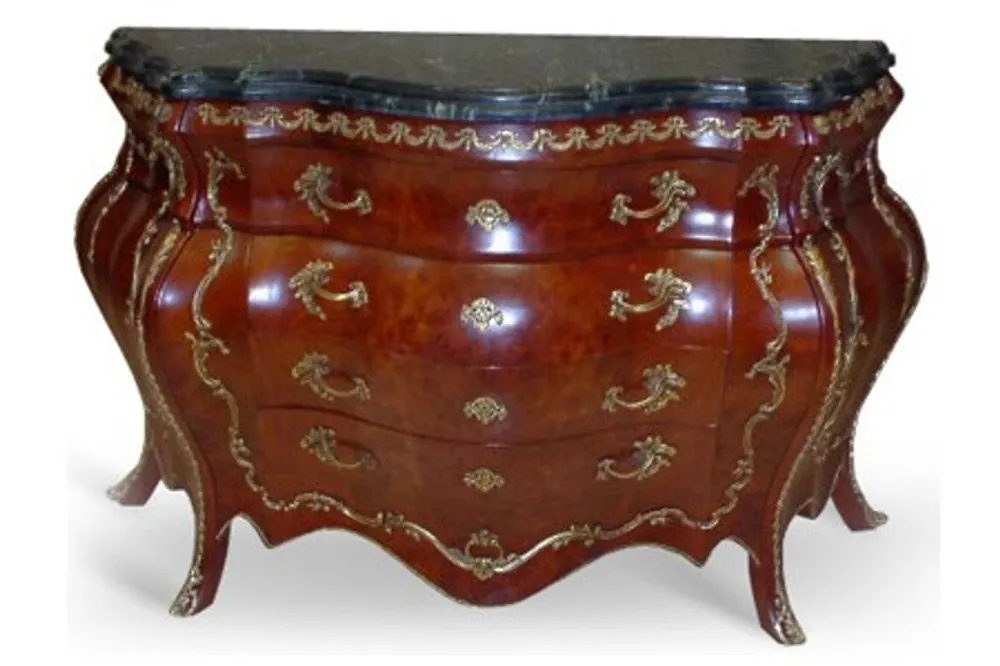 Sichere Zahlung Casa Padrino Baroque chest marble topped mahogany brown with golden metal applications 158 cm - Hotel Collection