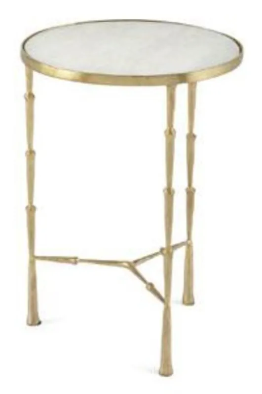Casa Padrino luxury side table brass Bamboo Gold Finish / white marble 46 x 46 x H 66 cm - Hotel Collection Versand Am Gleichen Tag