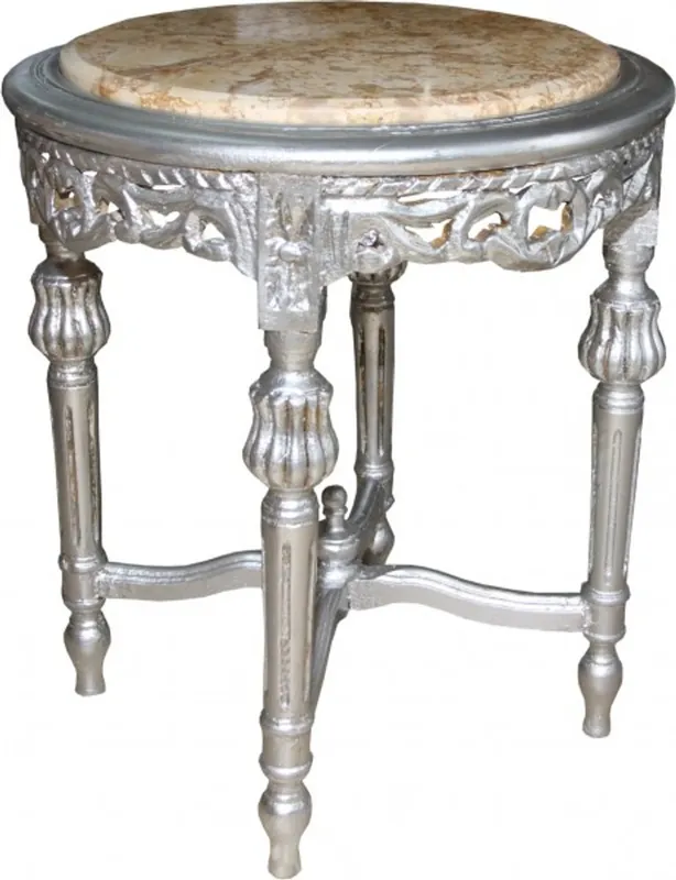 Heißes Angebot Casa Padrino Baroque table with marble top round silver 52 x 45 cm antique style - phone flower stand