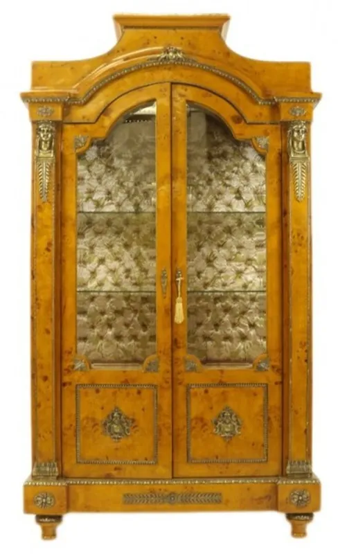 Casa Padrino Empire Vitrine birdseye maple 195 x 110 cm - Handcrafted from solid wood - baroque display case Preis Gesenkt