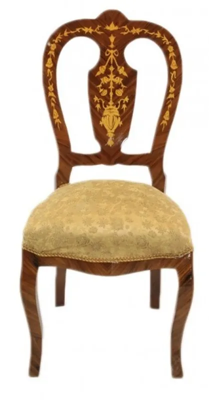 Kracherpreis Casa Padrino Baroque luxury dining chair Gold Pattern / mahogany inlays - antique style - Furniture
