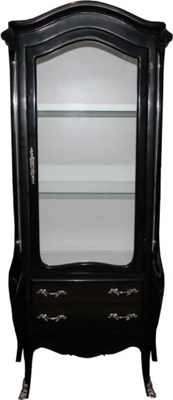 Casa Padrino Baroque cabinet in black / white with silver handles - Display case - cupboard Preiswert