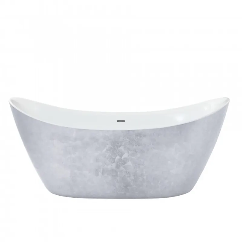 Letzte Chance Casa Padrino Art Deco bath detached stainless steel look model He-HYL 1730mm - Freestanding Retro Vintage Style Bath