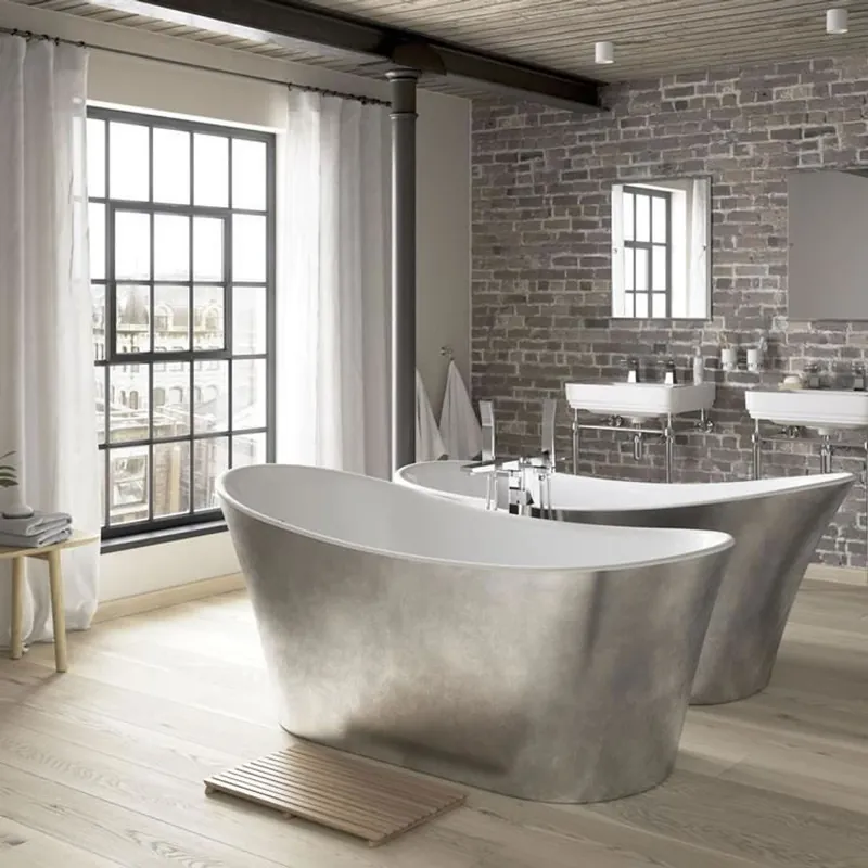 Top-Angebot Casa Padrino Art Deco bath detached stainless steel look model He-Hol 1710mm - Freestanding Retro Vintage Style Bath