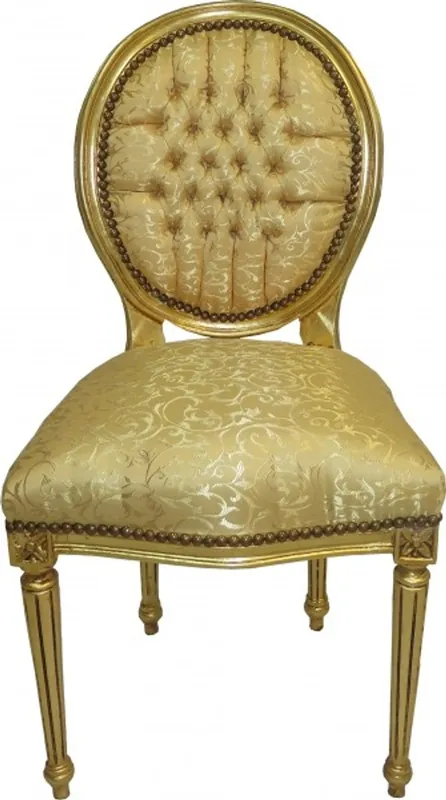 Casa Padrino Baroque Dinner Chair Gold Pattern / Gold Mod2 Round Geprüft