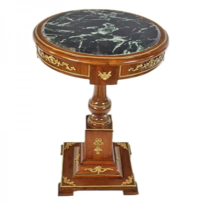 Saisonangebot Casa Padrino Baroque table with marble top mahogany / gold H 80 x 55cm - Empire Antique style table - furniture