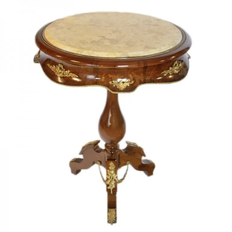 Casa Padrino Baroque table with marble top mahogany / cream / gold H 80 x 60cm - Louis XVI Antique style table - furniture Aktuell