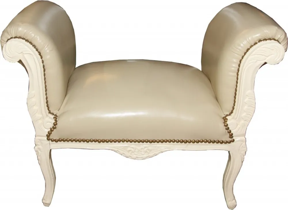 Casa Padrino Baroque stool Stool cream leather look / cream - Bench Neuheit