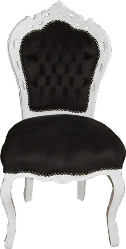 Casa Padrino Baroque Dinner Chair Black / White - furniture antique style Zertifiziert