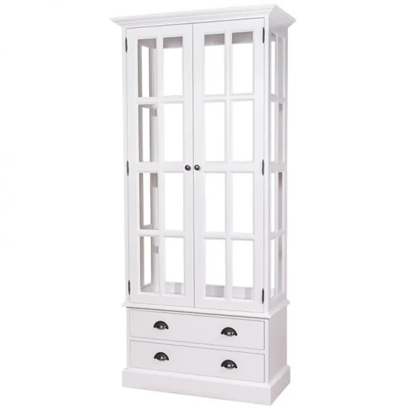Expressversand Casa Padrino Country House display case cupboard White 90 x H 200 cm - Dining Cupboard Antique Style Vitrine