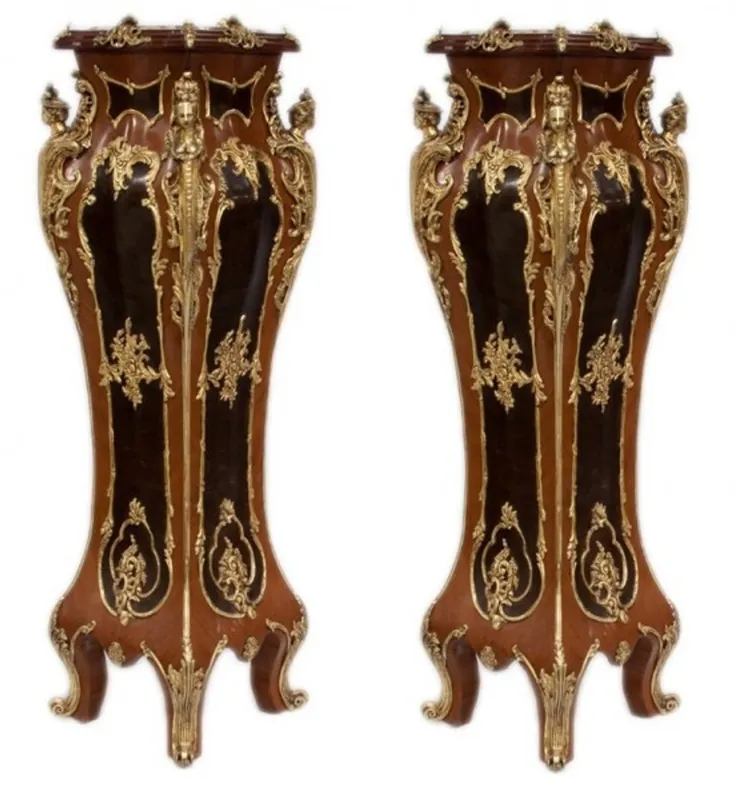 Top-Preis Casa Padrino luxury baroque columns Set Mahogany / Gold (2 pcs) H 160 cm x W 40 x L 40 cm