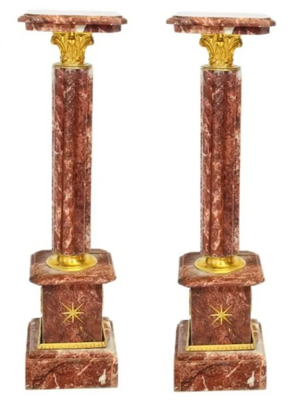Sonderaktion Casa Padrino Baroque marble columns Set Red / Gold - marble column (2 pcs)