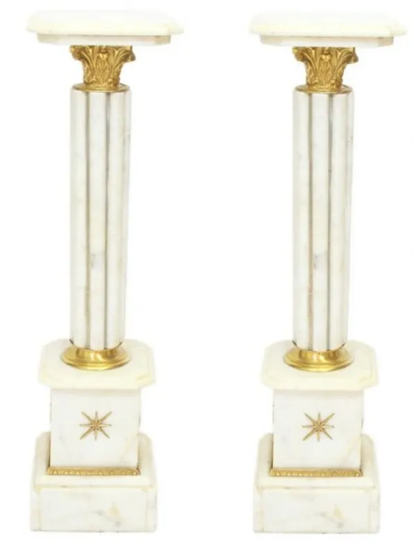 Heißes Angebot Casa Padrino Baroque marble columns set white / gold - marble column (2 pcs)