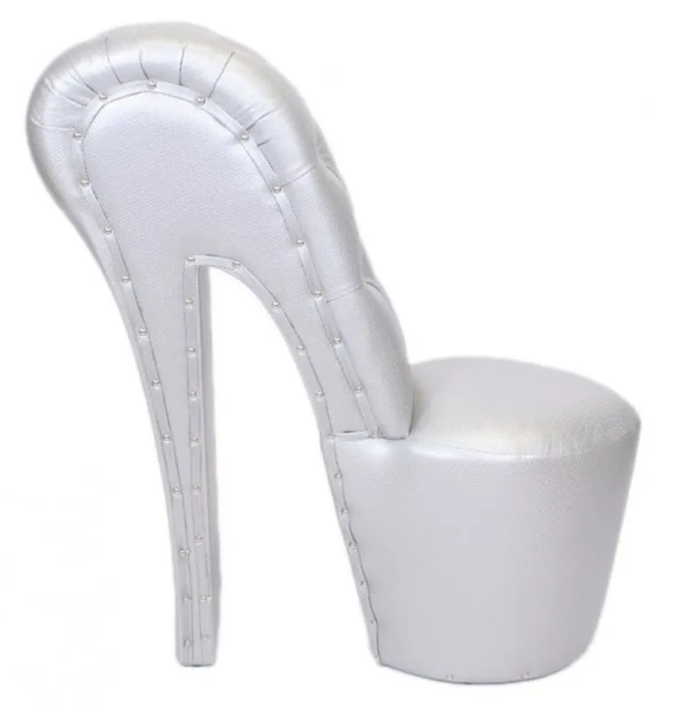 Bestseller Casa Padrino High Heel armchair with decorative stones Silver Luxury Design - Designer armchairs - Furniture club - Shoe chair armchair