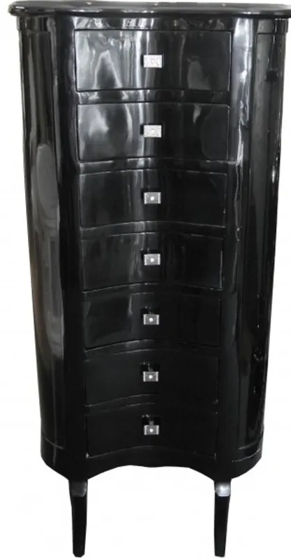 Casa Padrino Baroque chest black high gloss with 7 drawers Oval - antique style Nur Für Kurze Zeit