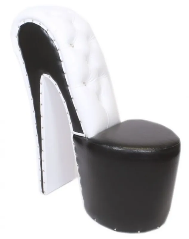 Casa Padrino High Heel armchair with decorative stones Black / White Luxury Design - Designer armchairs - Furniture club - Shoe chair armchair Solange Der Vorrat Reicht