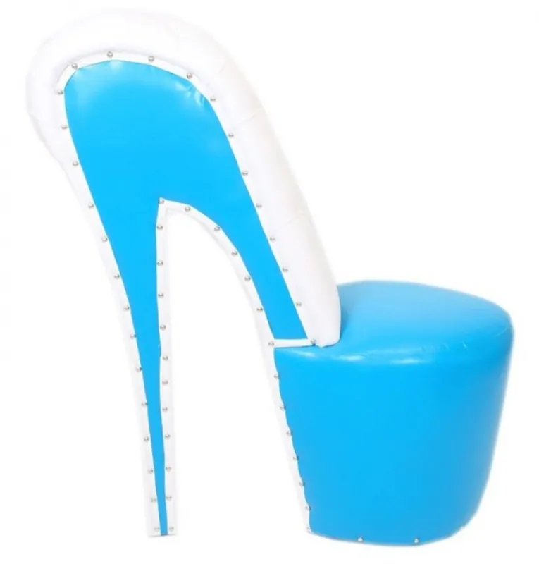 Casa Padrino High Heel armchair with decorative stones Skyblue / White Luxury Design - Designer armchairs - Furniture club - Shoe chair armchair Heißes Angebot