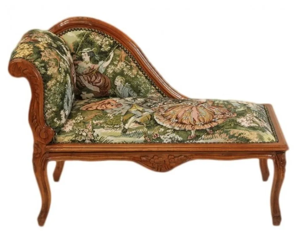 Casa Padrino Baroque Children chaise tapestry pattern / Mahogany - throne Baroque furniture Versand Am Gleichen Tag