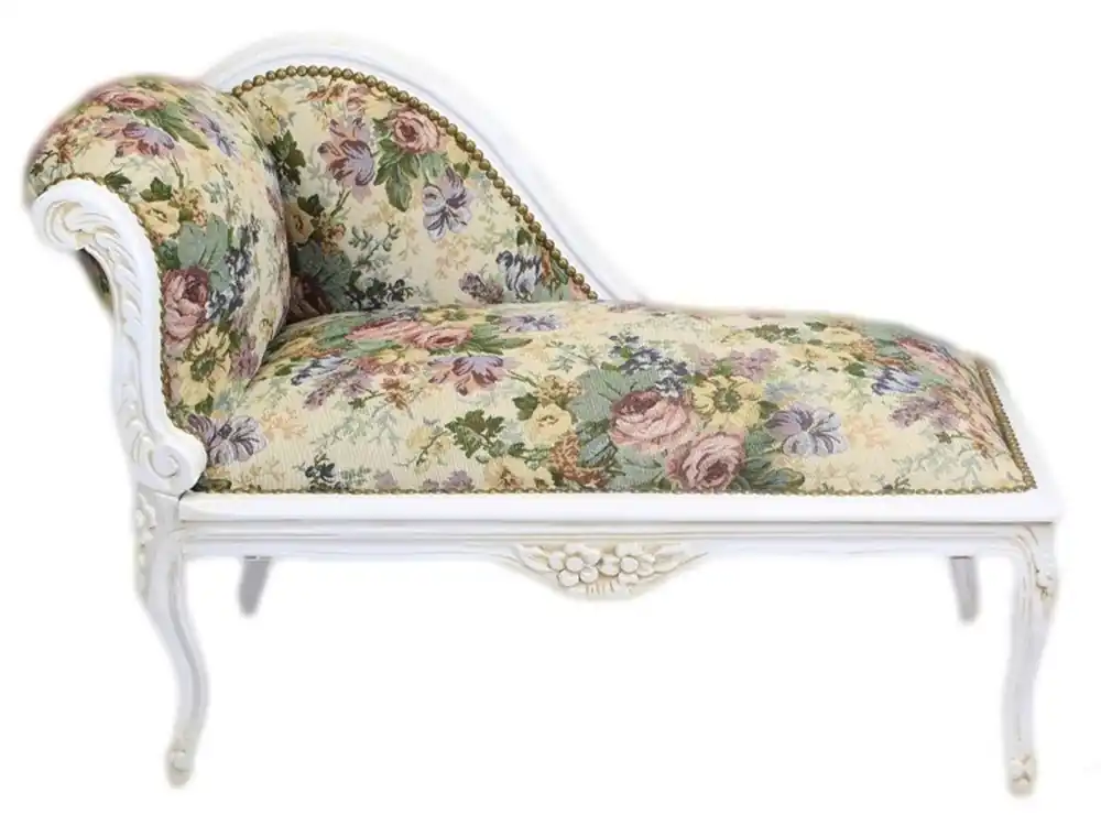 Casa Padrino Baroque Children chaise floral pattern / Antique White - Recamiere Baroque furniture Children bed Preisknaller