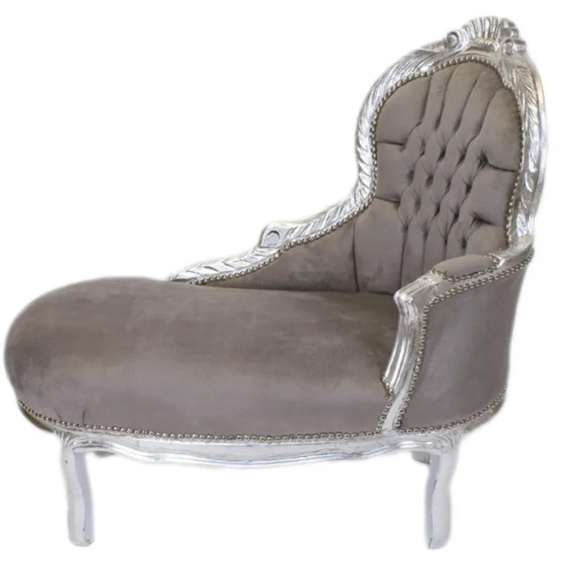 Casa Padrino Baroque kids chaise lounge Grey / Silver Mod2 - Baroque Furniture Markenware