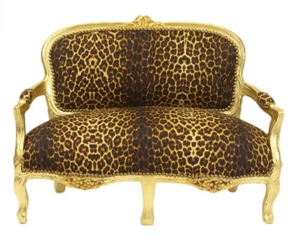 Schnäppchen Casa Padrino Baroque Children Bench Leopard / Gold Antique Style Kids sofa