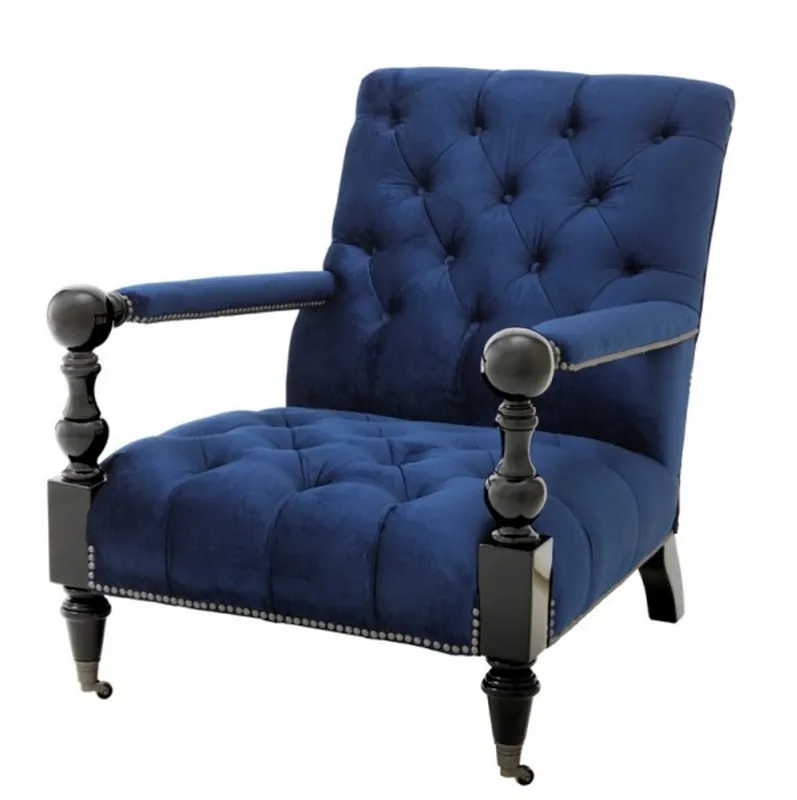 Neue Ware Casa Padrino luxury baroque armchair Royal Blue / Black piano lacquer - lounge chair - Luxury Collection - Art Deco - Belle Epoque