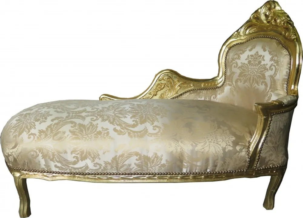 Preis Gesenkt Casa Padrino baroque chaise longue Cream Gold Pattern / Gold - Recamiere baroque furniture chaiselongue