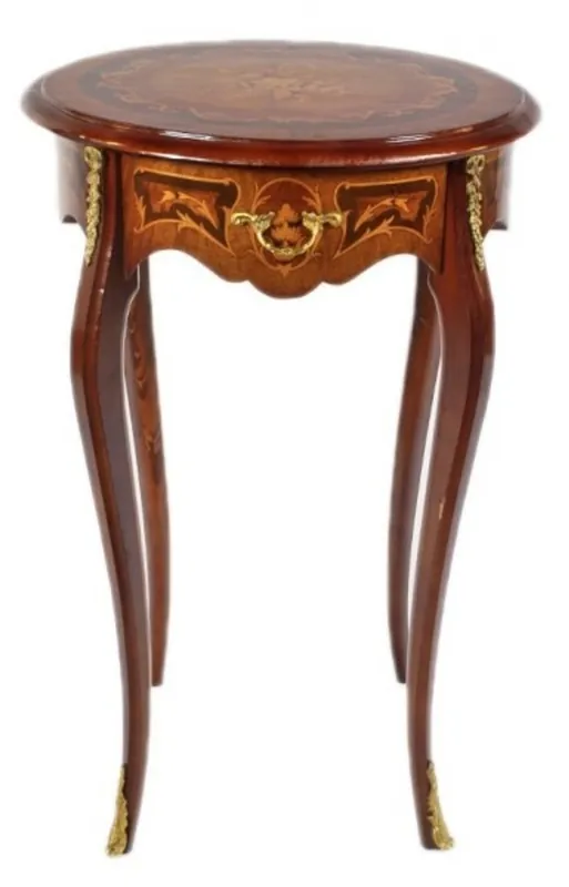 Zertifiziert Casa Padrino Baroque Side Table Mahogany inlaid with drawer H 70 x 50cm - Louis XVI antique style table - furniture