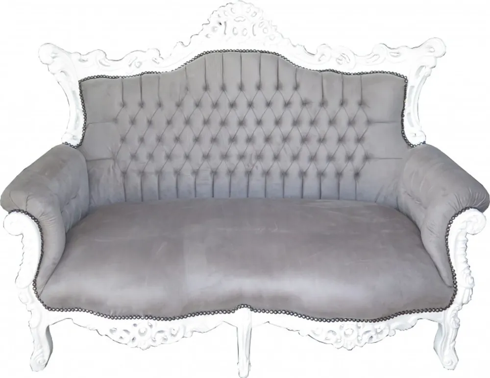 Finale Aktion Casa Padrino Baroque 2-seater sofa Master Grey / White - antique style room furniture