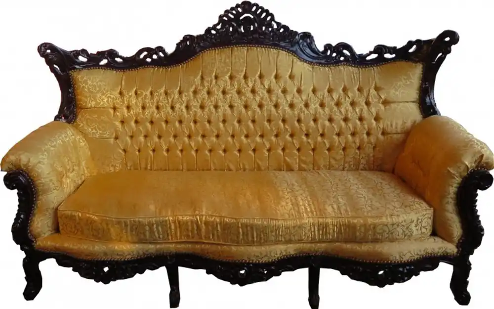 Casa Padrino Baroque 3 seater Gold Pattern / Mahogany Brown - Living room furniture Coffee Lounge Sale