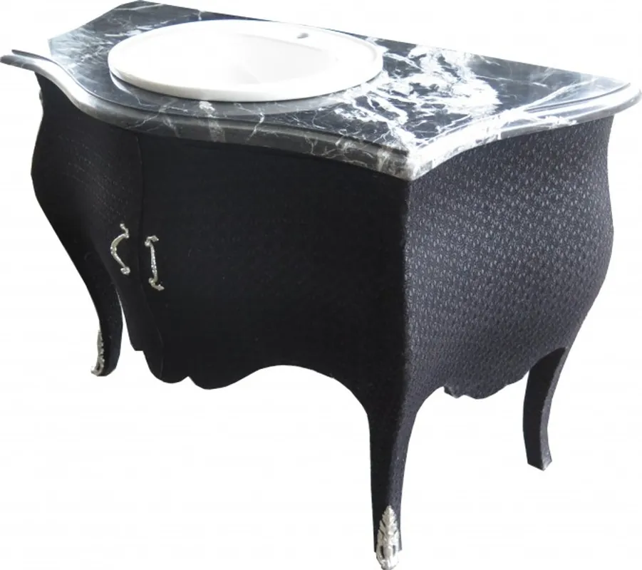 Markenprodukt Casa Padrino luxury baroque vanity dresser Black fabric with marble top - Luxury baroque Bathroom furniture