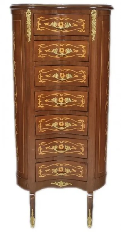 Casa Padrino Baroque chest mahogany inlaid / gold with 7 drawers Oval - antique style Highlight