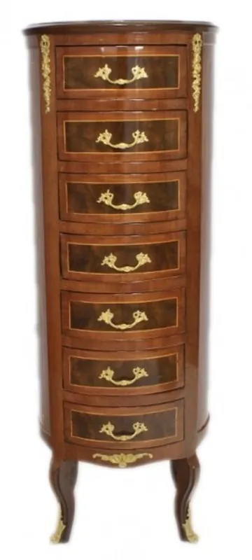 Casa Padrino Baroque chest mahogany / gold with 7 drawers round - antique style Günstig