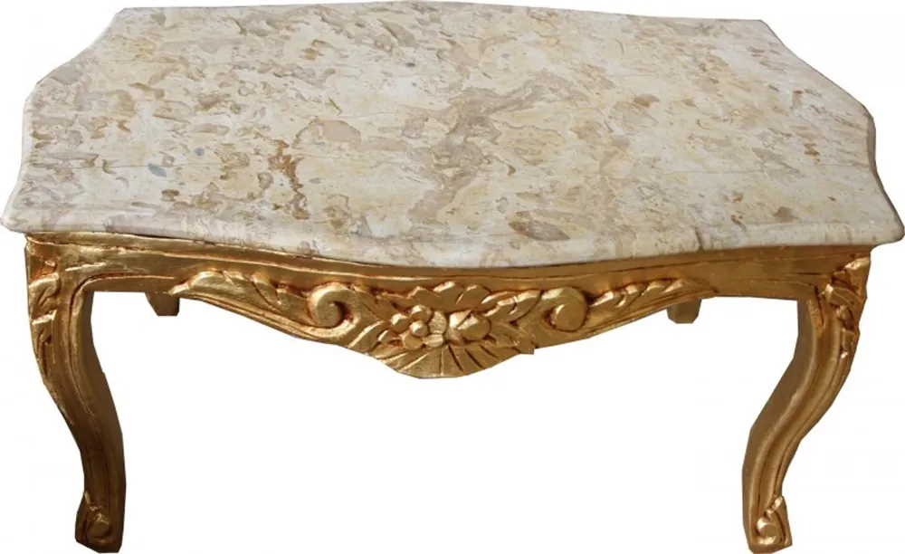 Casa Padrino Baroque coffee table gold with a cream marble top 99 x 63 cm - Limited Edition Sale