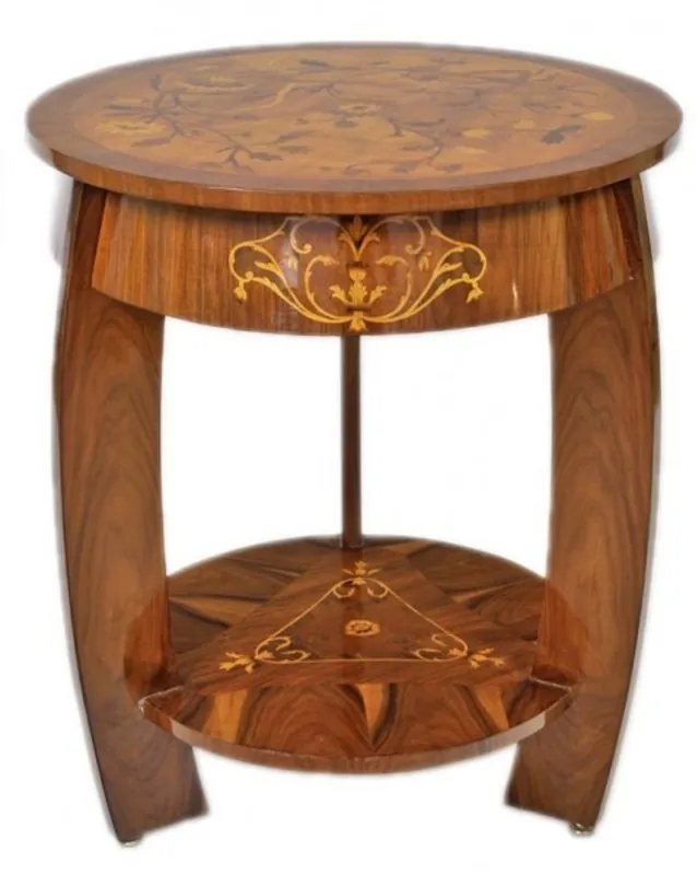 Casa Padrino Art Deco Side Table Mahogany inlaid H65 x 75cm - Louis XVI antique style table - furniture Super-Preis