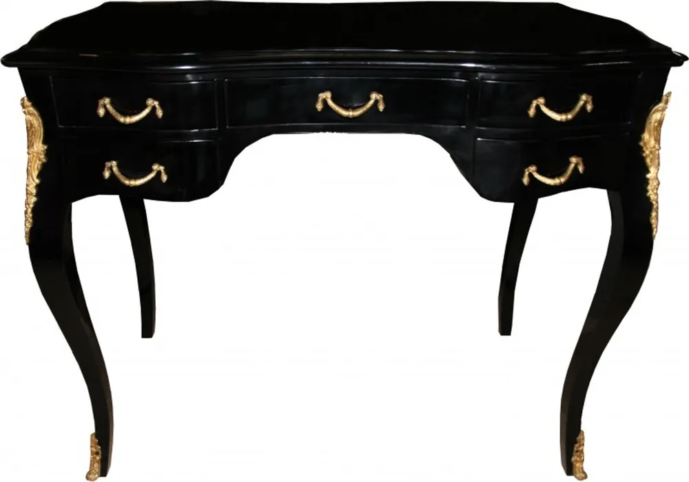 Casa Padrino luxury Baroque Desk High Gloss Black / Gold100 x 80 x 58 cm secretary luxury furniture Nur Heute