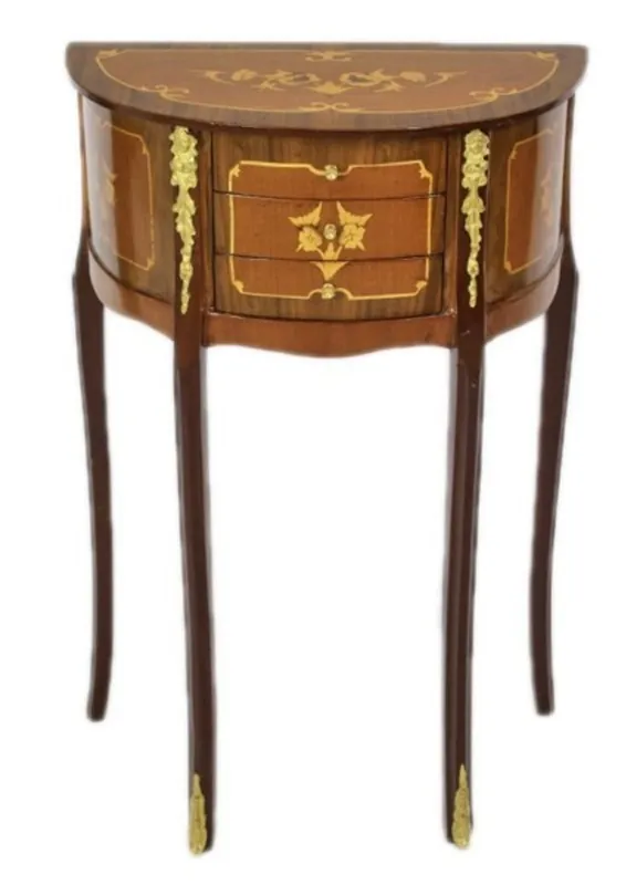 Jetzt Bestellen Casa Padrino Baroque chest mahogany inlaid / Gold with 3 drawers - bedside table antique style