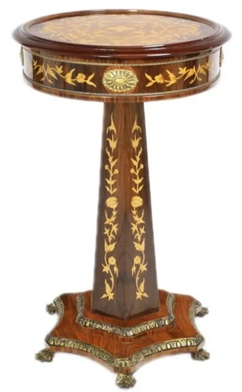Echt Casa Padrino Baroque Side Table Mahogany inlaid H110 x 55cm - Louis XVI antique style table - furniture