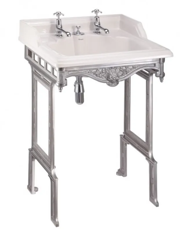 Bestseller Casa Padrino Nouveau Stand Vanity White / Silver with 2 tap holes - Baroque washbasin baroque antique style