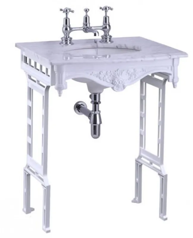 Sichere Zahlung Casa Padrino luxury Nouveau Stand Vanity White / White with marble top - Baroque washbasin baroque antique style