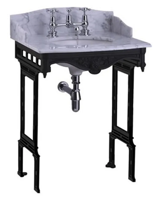 Neue Kollektion Casa Padrino luxury Nouveau Stand Vanity White / Black with marble top with splash back and side - Baroque washbasin baroque antique style