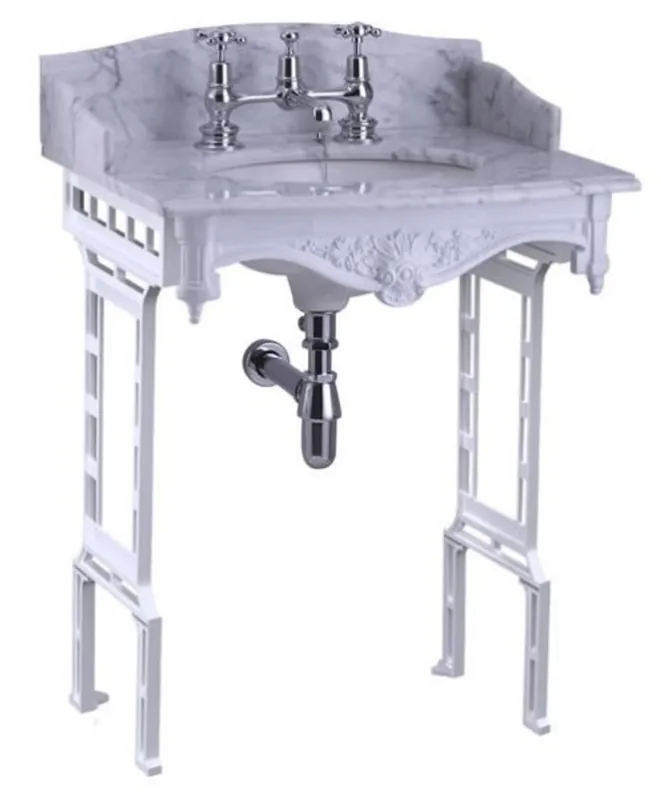 Casa Padrino luxury Nouveau Stand Vanity White / White with marble top with splash back and side - Baroque washbasin baroque antique style Wochenendangebot