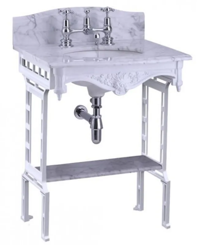 Casa Padrino luxury Art Nouveau stand vanity white / white with marble top with splash back and shelf Baroque washbasin baroque antique style Knallerangebot