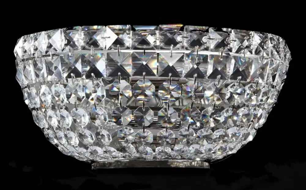 Versand Am Gleichen Tag Casa Padrino Baroque crystal wall light Nickel 25.5 x H 12.5 cm antique style - Furniture