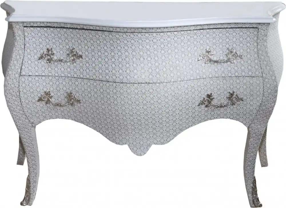 Casa Padrino Baroque Commode White / Glitter Look 130 cm Mod 3 - Furniture cabinet sideboard Preiswert