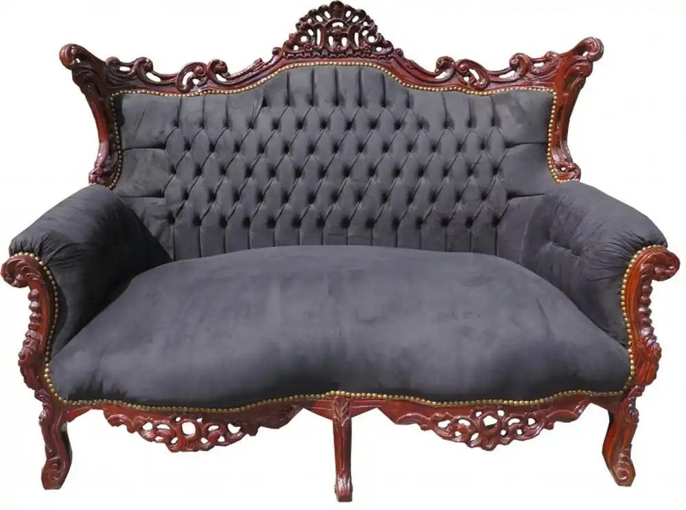 Markenprodukt Casa Padrino Baroque 2-seater sofa Master Black / Brown - Antique furniture
