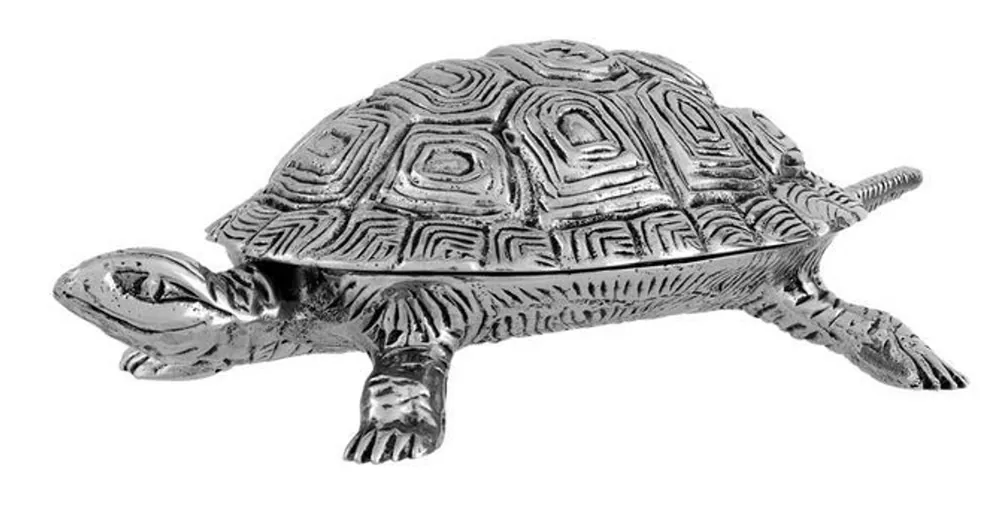 Casa Padrino luxury box with lid turtle nickel plated brass 19.5 x 10.5 cm - luxury decoration Preisknaller