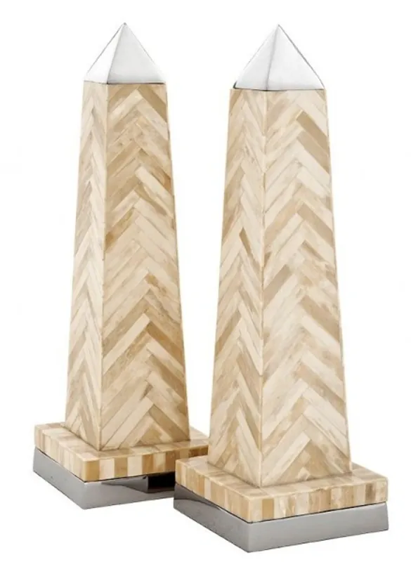 Casa Padrino Luxury Obelisk Set Buffalohorn / Brass nickel plated - Hotel furniture - Luxury decoration Sale