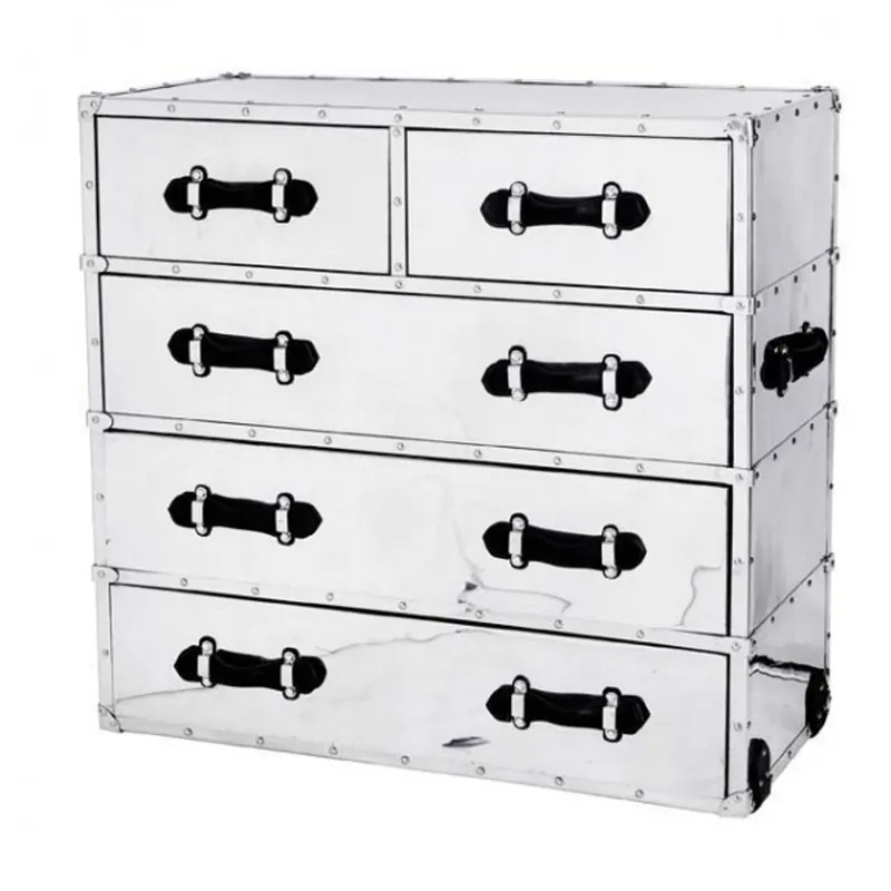Direktkauf Casa Padrino luxury drawer cabinet Vintage Flyer Design Aluminium / Black - Chest - Art Deco Baroque Nouveau suitcase cabinet
